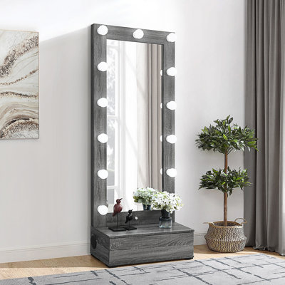 Tall Mirror With Drawer And Speakers