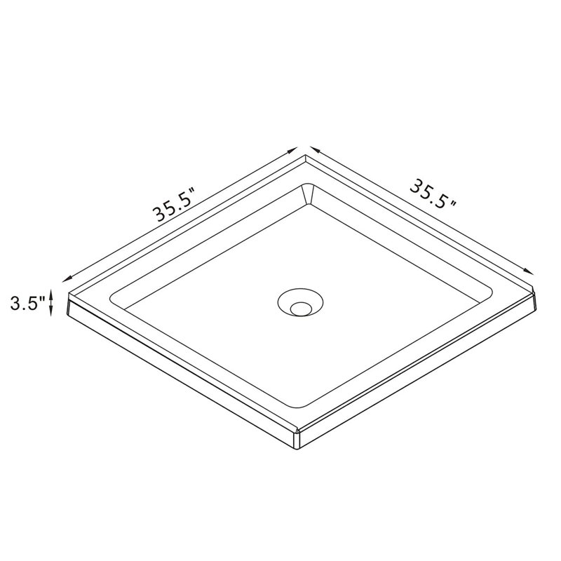 35.5'' W 35.5'' D Square Shower Base, Black