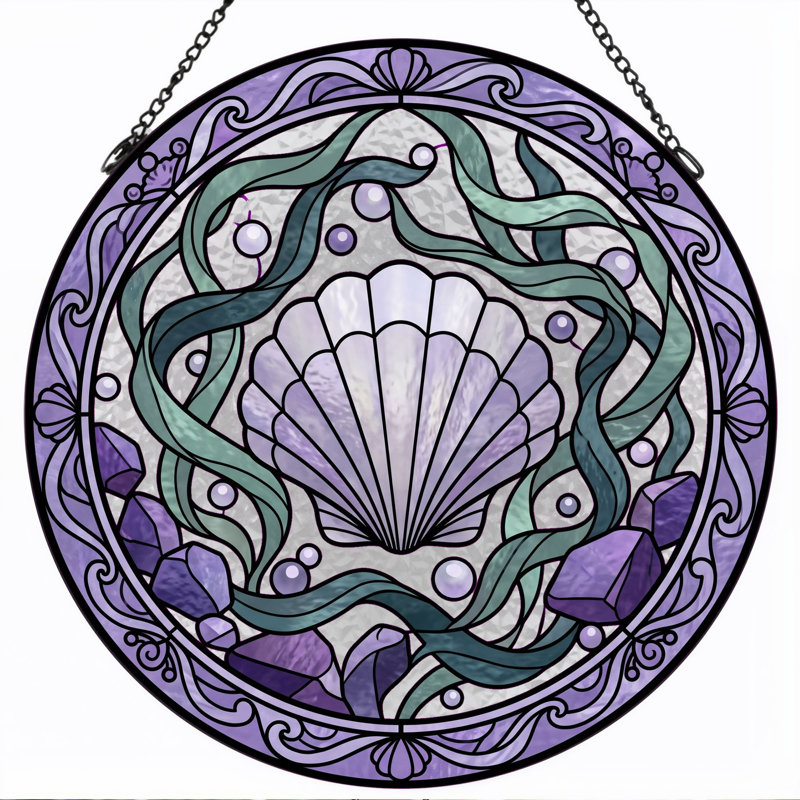 Panneau de vitrail Seashell Design - H 12 po, H 12 po