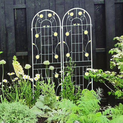 2 Pack Metal Outdoor Trellis 71" X 19.7", Cream White Rustproof For Plants, Easy Installation, Construction, Climbing Plants Such As Morning Glory, , Peas To Assemble, Strong, Grapevine