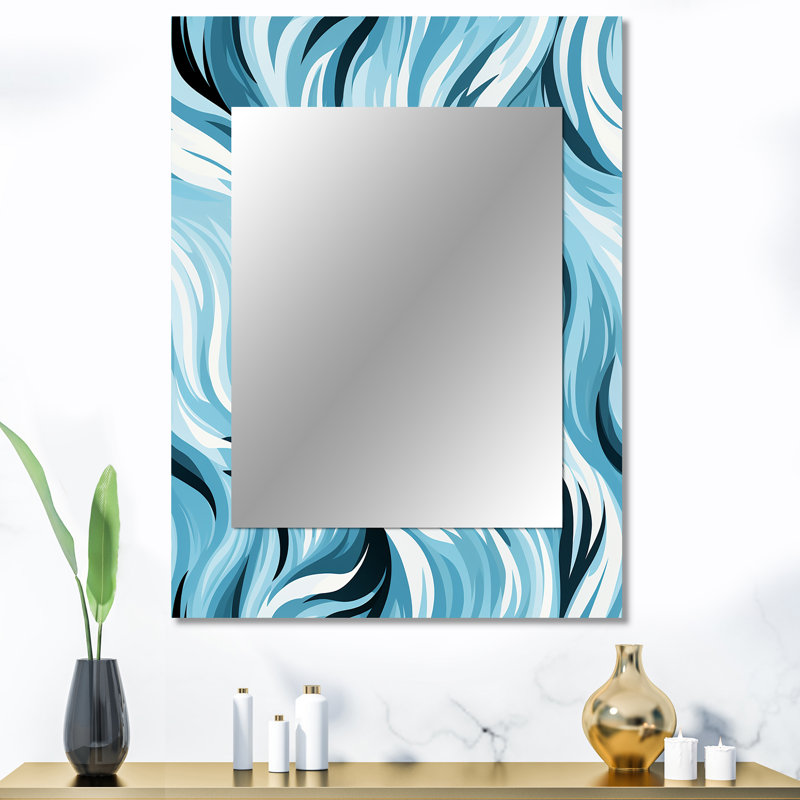 Parkton Blue And White Zebra Abstract Harmony - Abstract Unique Wall Mirror Decor, Abstract Large Mirror, Printed Metal Art