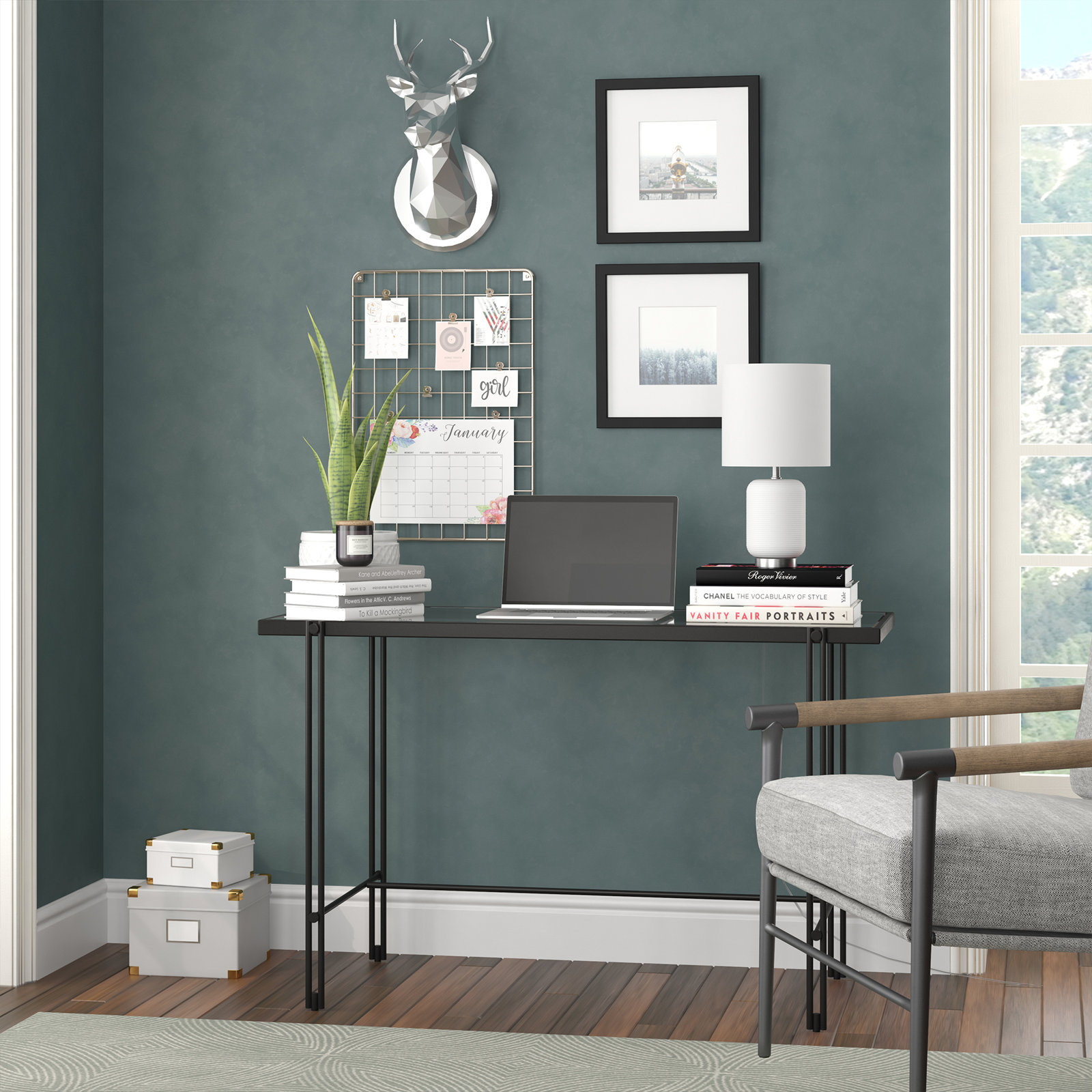 Gracie Table Lamp, Matte White/Brushed Nickel