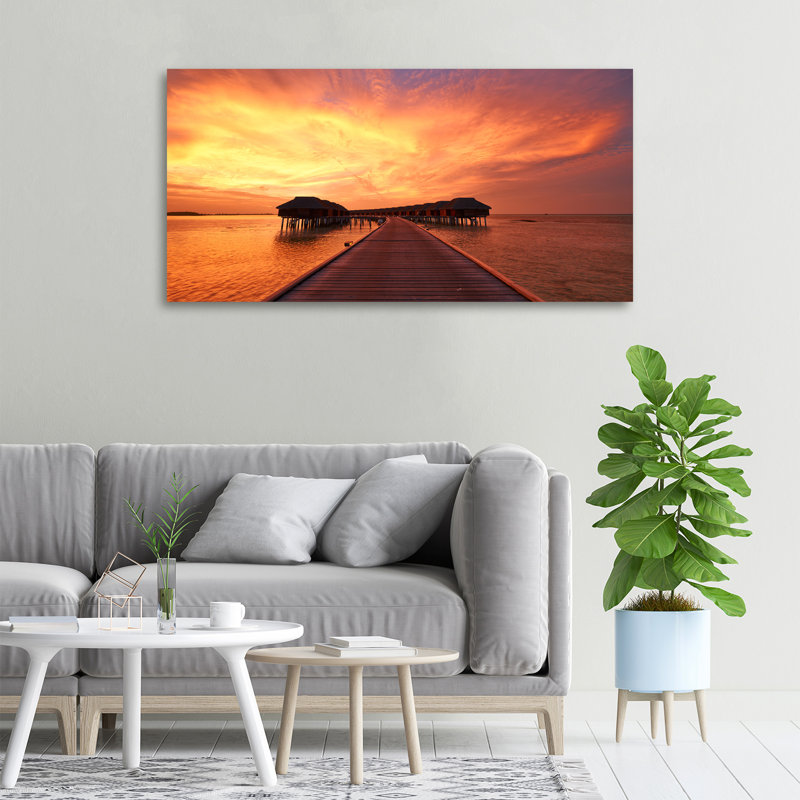 Maldives Bungalows - Wrapped Canvas Print