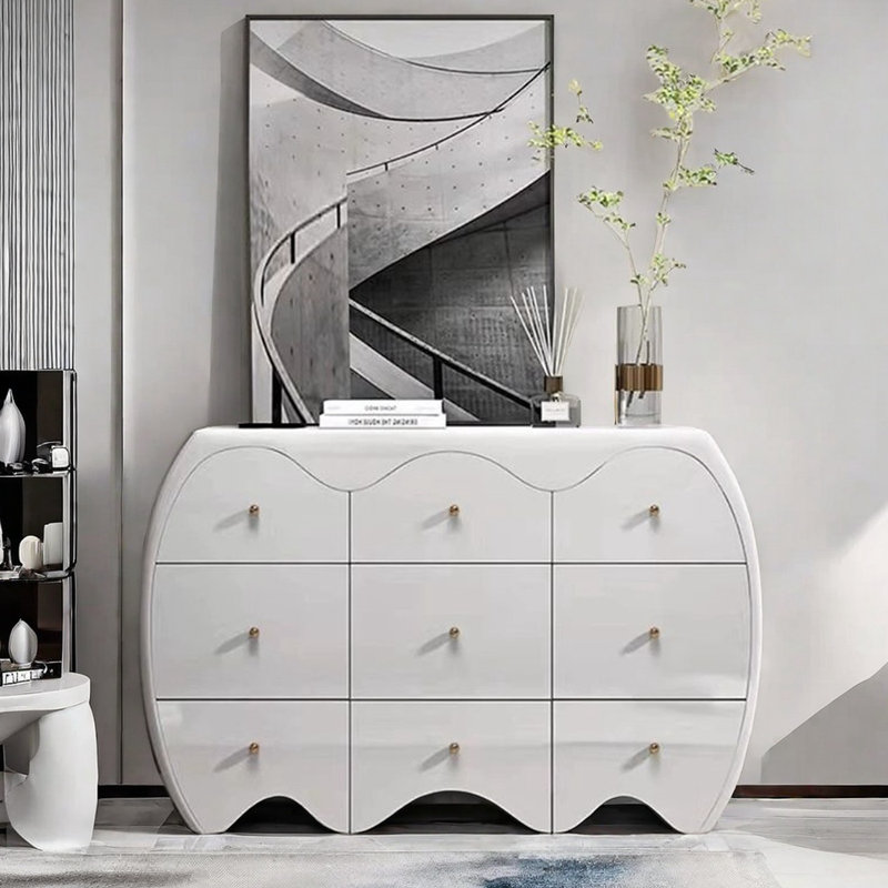 9-Drawer Entryway Accent Chest & Sideboard Cabinet, White