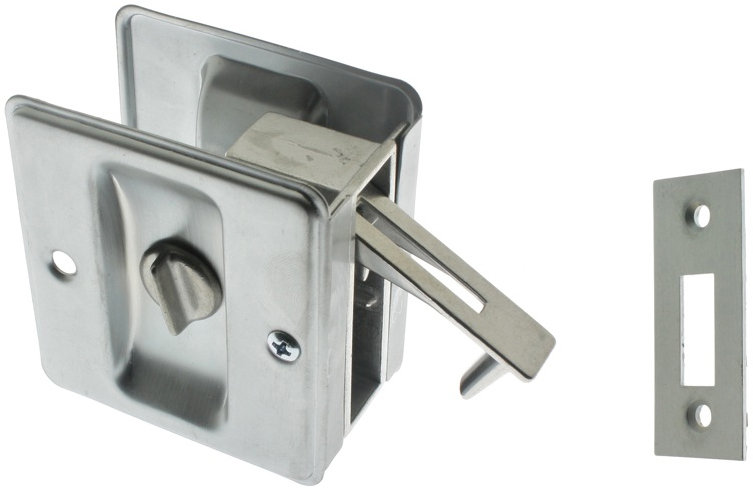 Solid Brass Pocket Privacy Pull, Satin Chrome