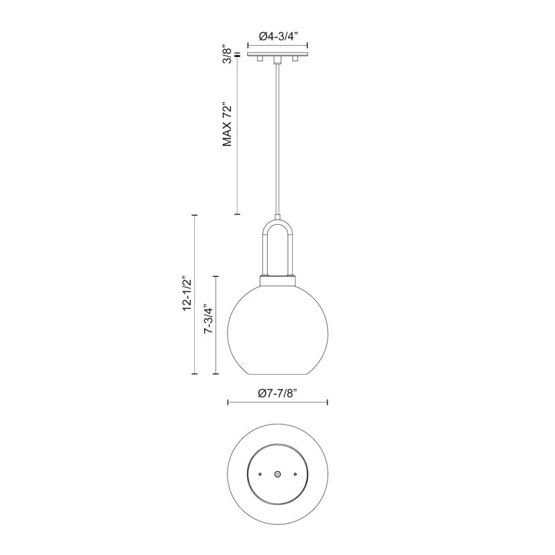 Luminaire suspendu Shiloh, Nickel brossé, Cuivre, H 12,5 po x l 7,88 po x P 7,88 po