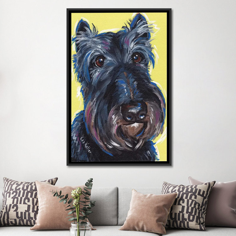 « expressif schnauzer on yellow » par hippie hound studios, impression sur toile tendue, H 60 po x l 40po x P 1,5 po