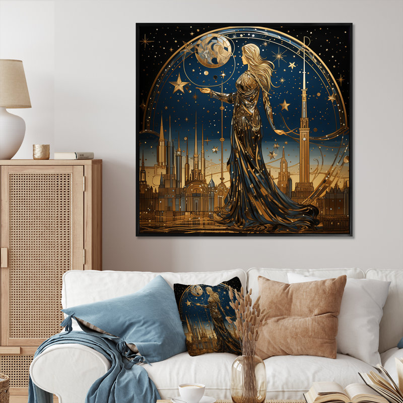 Art de l'Islam nuit de l'ascension I - Art mural, Cadre flottant noir, H 16 po x l 16 po x P 1 po