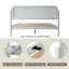 Base de lit grand avec tête de lit et pied de lit Jamison, lit plateforme en bois massif, 12 lattes solides avec pieds en métal, finition antidérapante et sans bruit, finition blanc pur-1227510589-1227510587