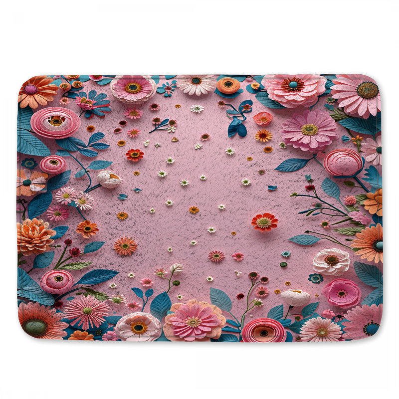 Tapis de bain papier fleurs bohémien Boho, 34 po L x 21 po L
