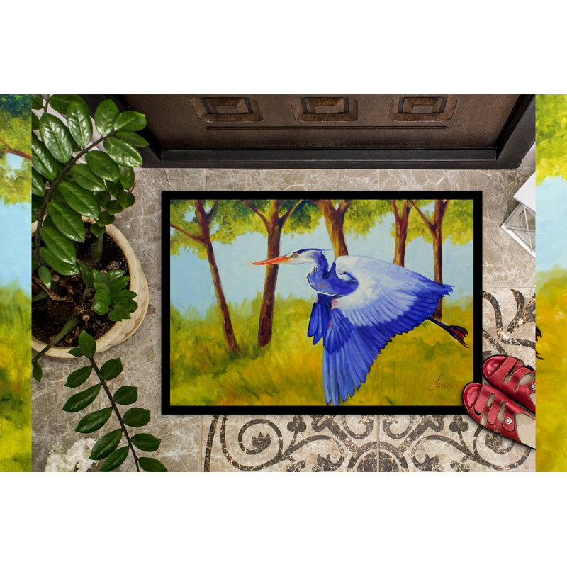 Non-Slip Doormat, Fyling Heron, 18" W x 27" L