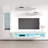 Liddell 85" Modern Floating Wall Mounted Entertainment Center with 16-Color LED Lighting, High Gloss Finish-1010761171