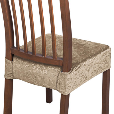 Dining Chair Seat Covers, Velvet Stretch Seat Protect Covers, Chair Seat Cushion Covers, Set of 6, (Camel)