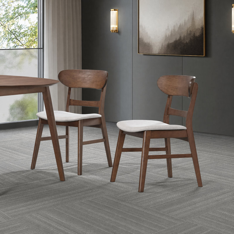 Chaise rembourrée en bois massif, Noyer