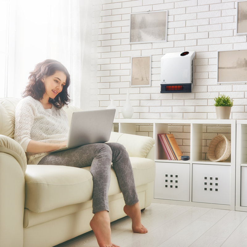 Compact White Infrared Wall-Mounted Heater with Wi-Fi Control