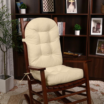 Coussin de chaise berçante d'intérieur à haut dossier avec base antidérapante, sangles et bande élastique 44 po x 19 po x 4 po beige
