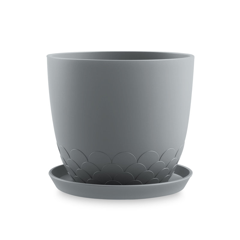 Emaly Pot Planter, Light Grey, 16 cm H x 15.1 cm W x 15.1 cm D