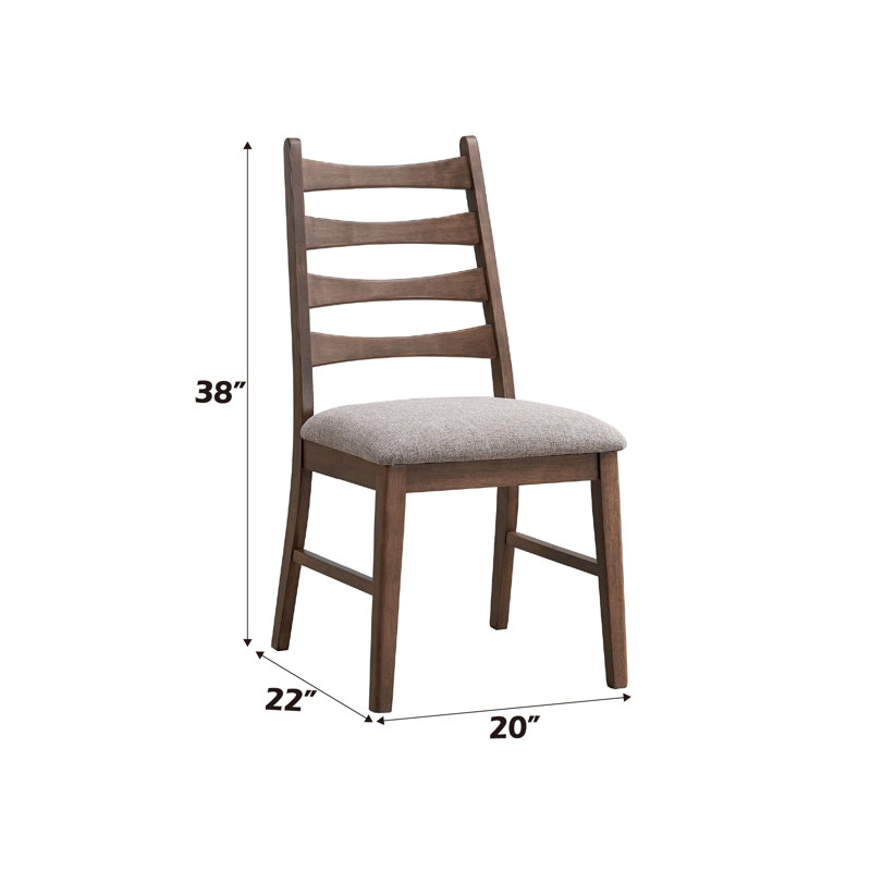 Mayah Dining Side Chair (Set of 2), Upholstered, Composite Wood, Padded Seat Cushion, Gray/Walnut