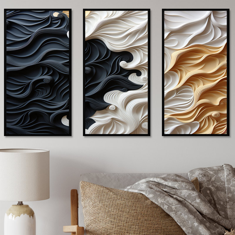 Minimalisme, beauté, sérénité, impression d'art mural, Cadre flottant noir, H 32 po x l 48 po x P 1 po