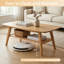 Table basse Mid-Century moderne avec coins arrondis et tablette de rangement-1271255410