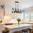 5-Light Kitchen Pendant Light, Two-Tier Wood Chandelier