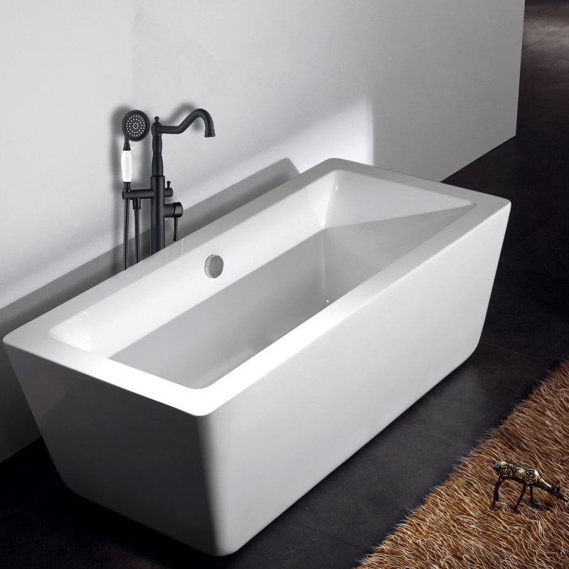 Robinet de baignoire autoportant avec douche à main, accessoire de douche amovible en métal massif