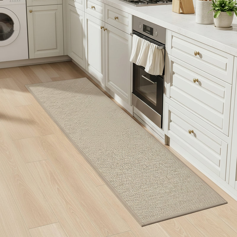 Non-Slip Washable Kitchen Runner Rug, Beige