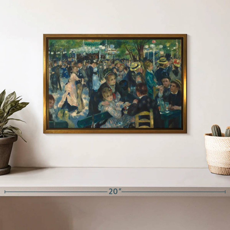 Danse au Moulin de La Galette, Cadre flottant doré, 13 po x 9 po