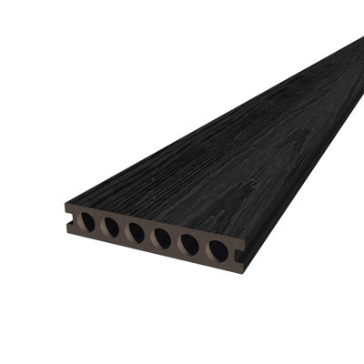 Mondaria Black Hollow Composite Decking Board 9-Pack with Realistic Wood Grain