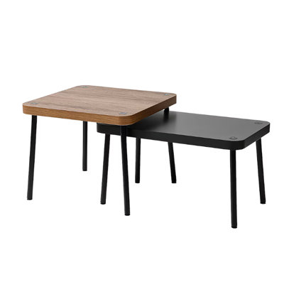 Tables gigognes, ensemble de 2, effet gris / noyer