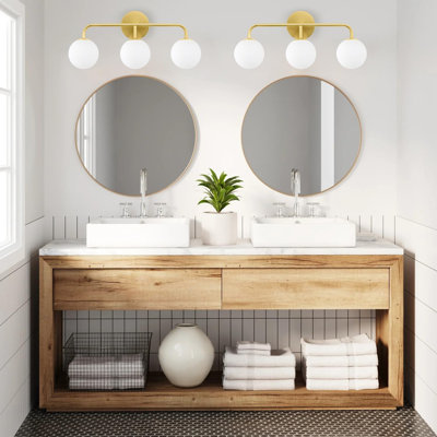 Applique murale de salle de bain Mid-Century moderne - applique murale 3 lumières avec abat-jour en verre de lait givré, compatible avec les ampoules G9, homologuée ETL