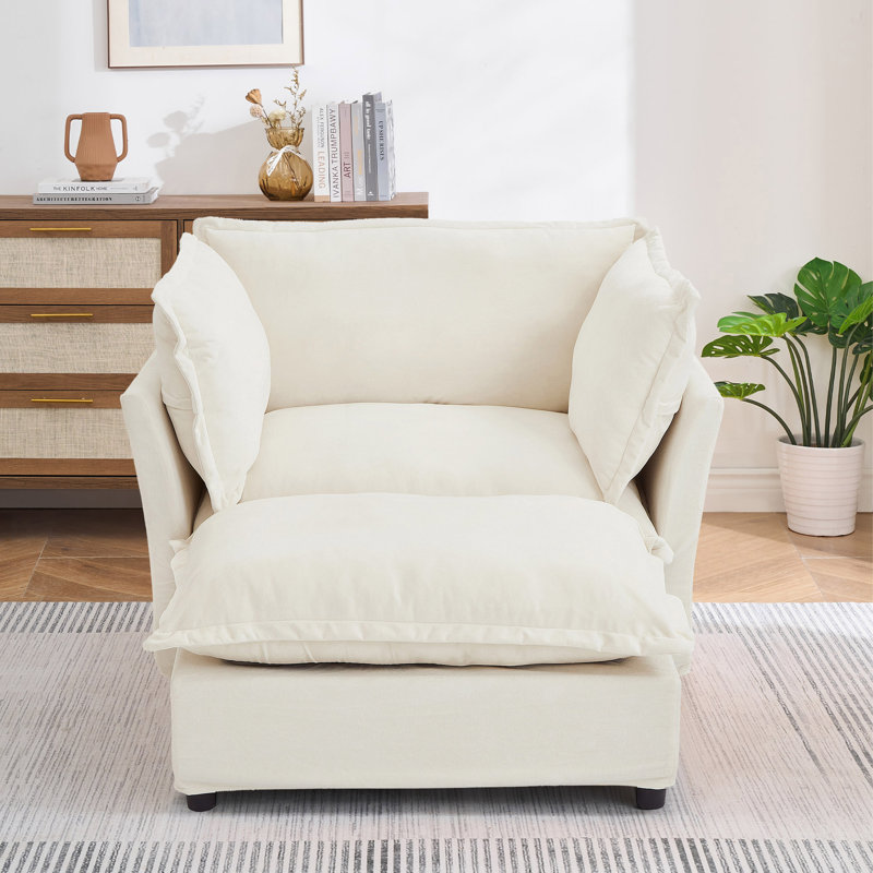 Canapé rembourré avec repose-pieds Danieal, Beige