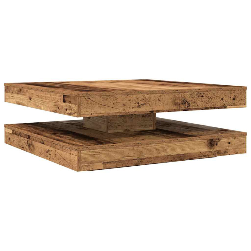Coffee Table 360-Degree Rotatable 90X90x34.5 Cm, Old Wood