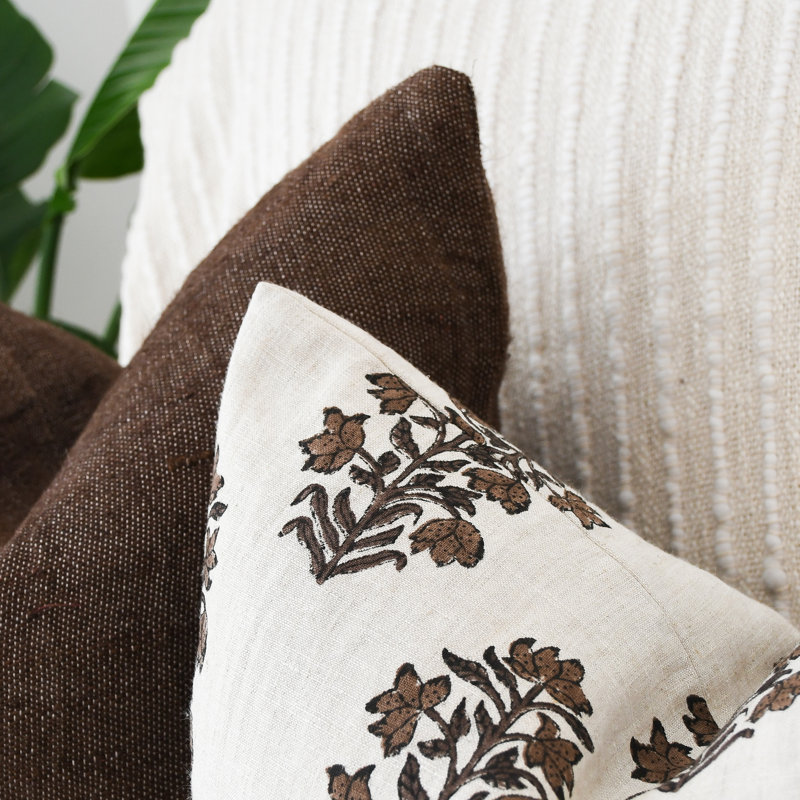 Brown Block Print Pillow Covers