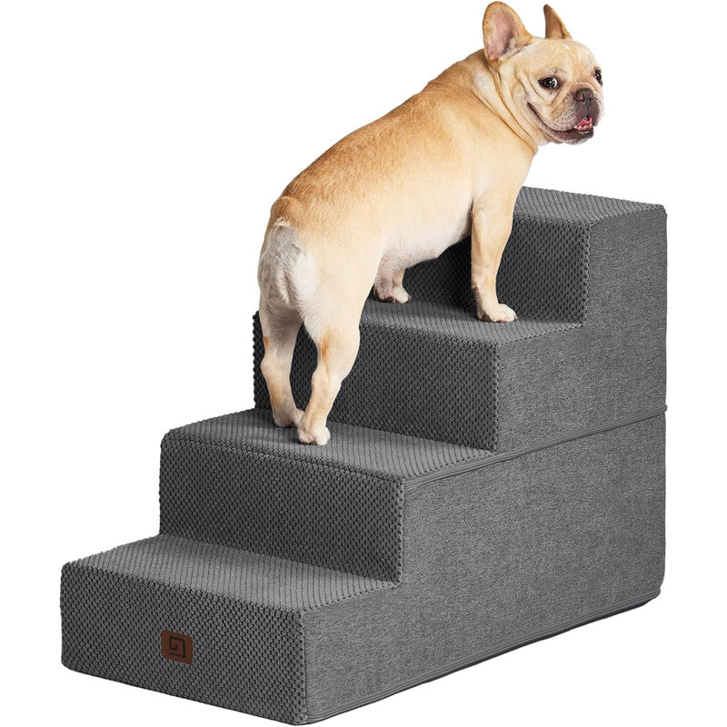 Escalier pour animal 3 marches Emalee, Gris, Petit (H 20 po x l 16 po x P 28 po)