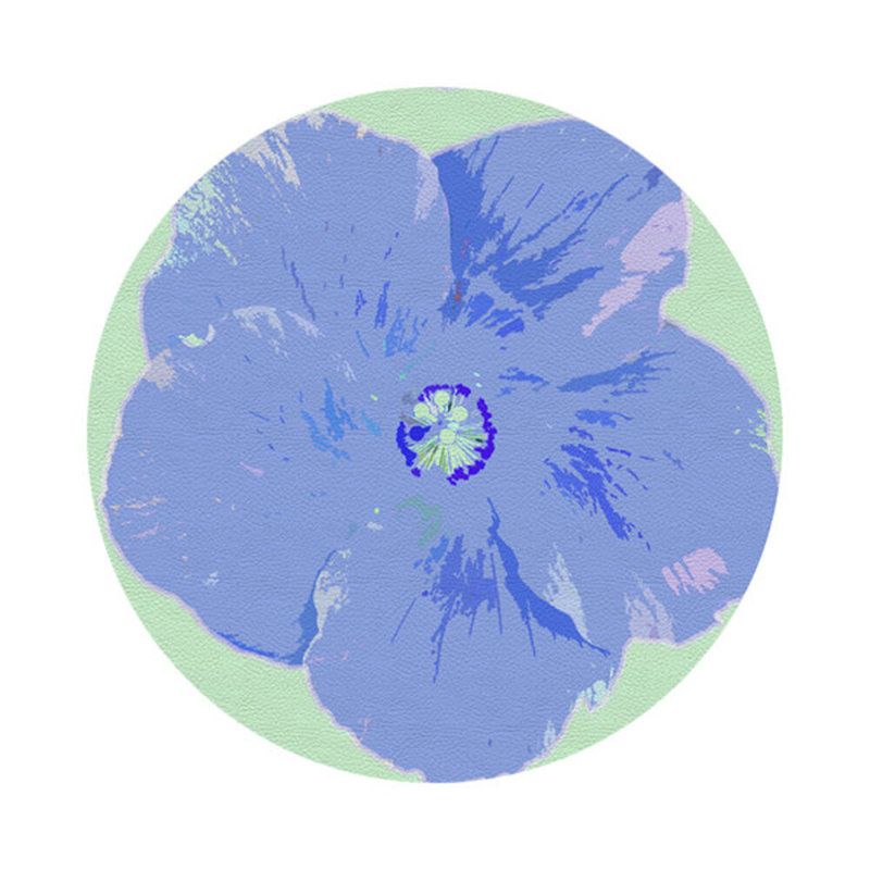 Hibiscus Vegan Leather Round Pebble Placemat, Clematis
