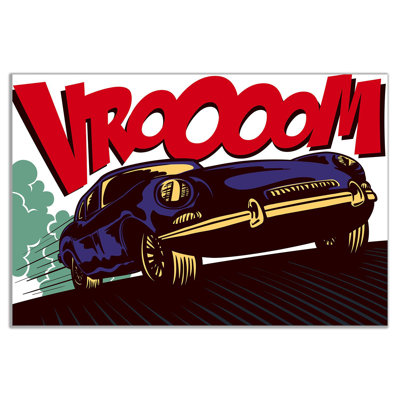 Pop Art Modern Comic Car Vroom - Wrapped Canvas Print