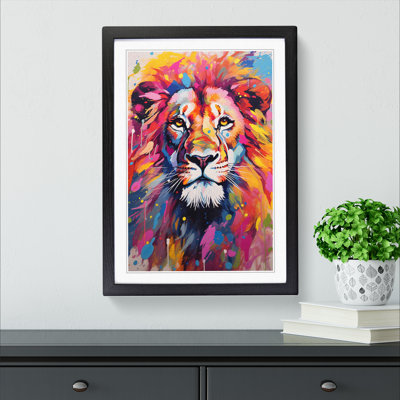 Lion Colour Field - Framed Print