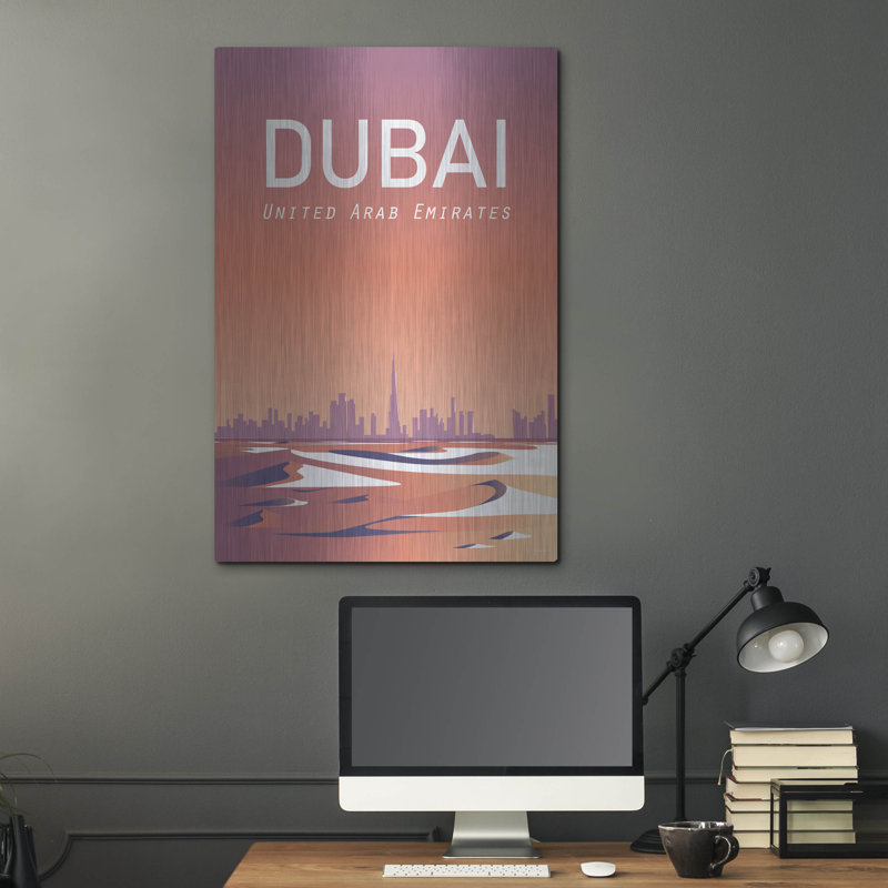 Art mural en métal, 24 po x 36 po, «Dubaï» par Arctic Frame Studio, H 36 po x l 24 po