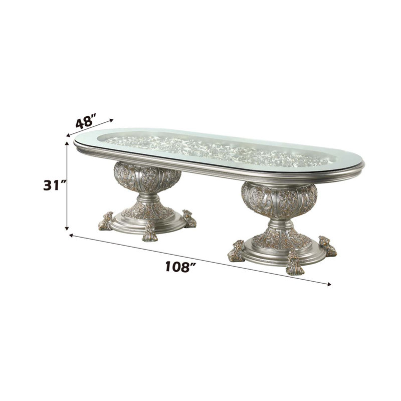 108" Sandoval Rectangular Dining Table, Champagne Finish