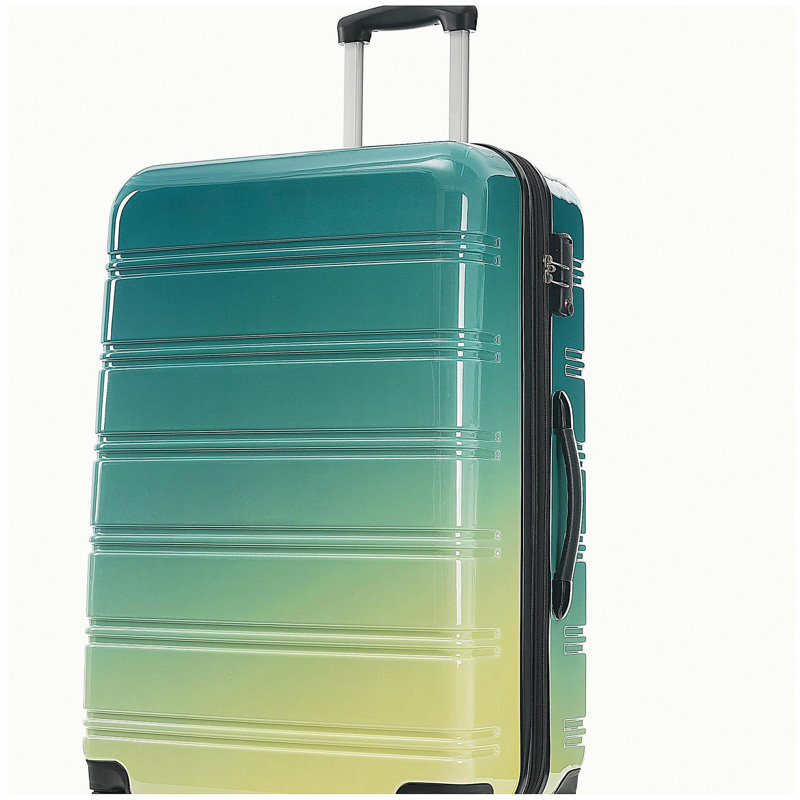 Valise extensible 3 pièces à roulettes Hardshell avec roues pivotantes et verrou TSA léger 20 po 24 po 28 po, vert et jaune