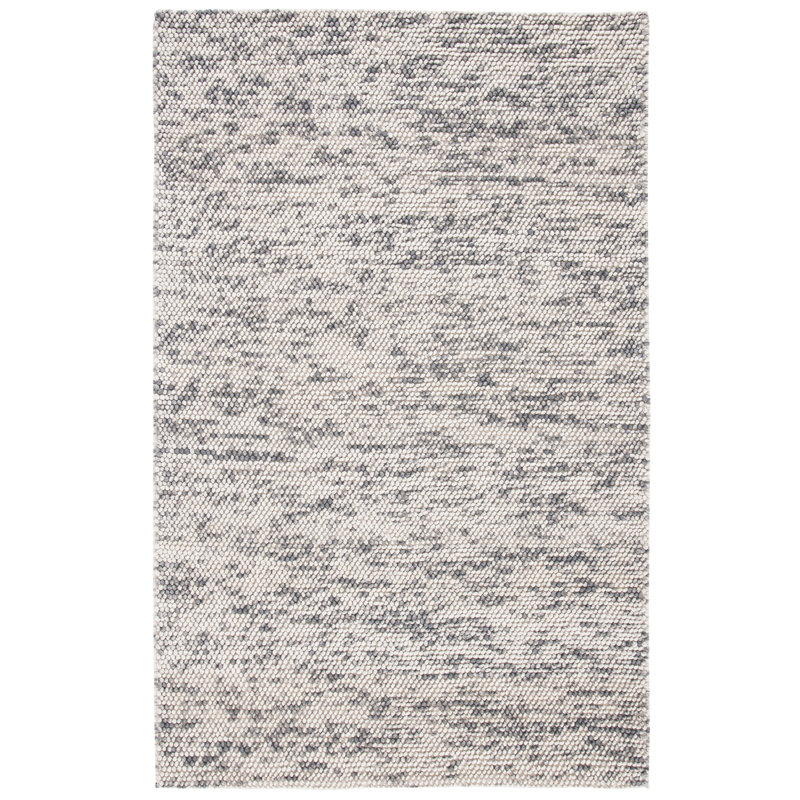 Almus Abstract Handmade Tufted Wool Grey / Beige Area Rug, Rectangle 5' x 8'