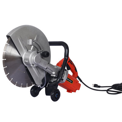 Electric 14" Cut Off Saw Wet/Dry Concrete Saw Cutter Guide Roller With Water Line Attachment 3000W With Blade