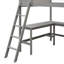 Lit mezzanine double avec tablettes et bureau, lit mezzanine en bois avec bureau - Gris