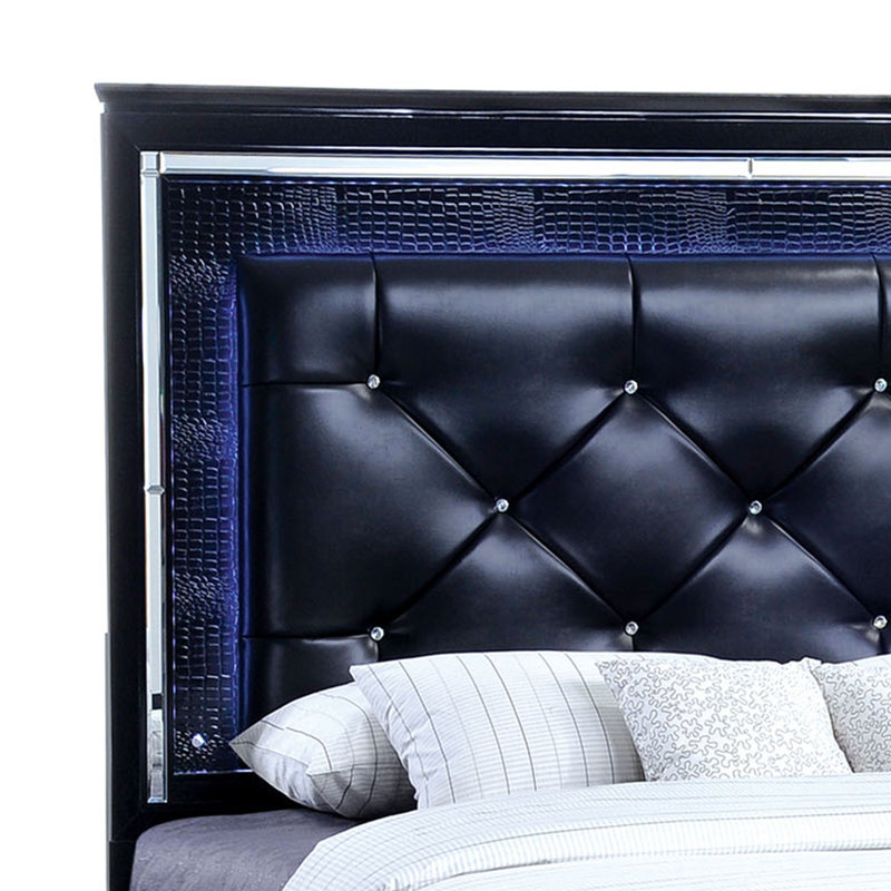 Sariyah Upholstered Sleigh Bed, Black, Queen