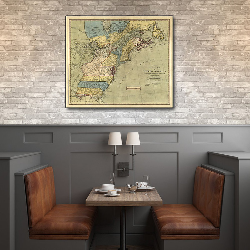Art mural rétro sans cadre 1771, carte de l'Amérique du Nord