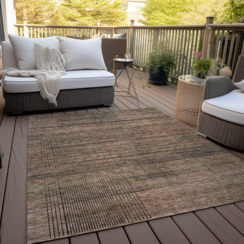 Malchow Washable Striped Indoor / Outdoor Rug, Rectangle 2'6" x 3'10"