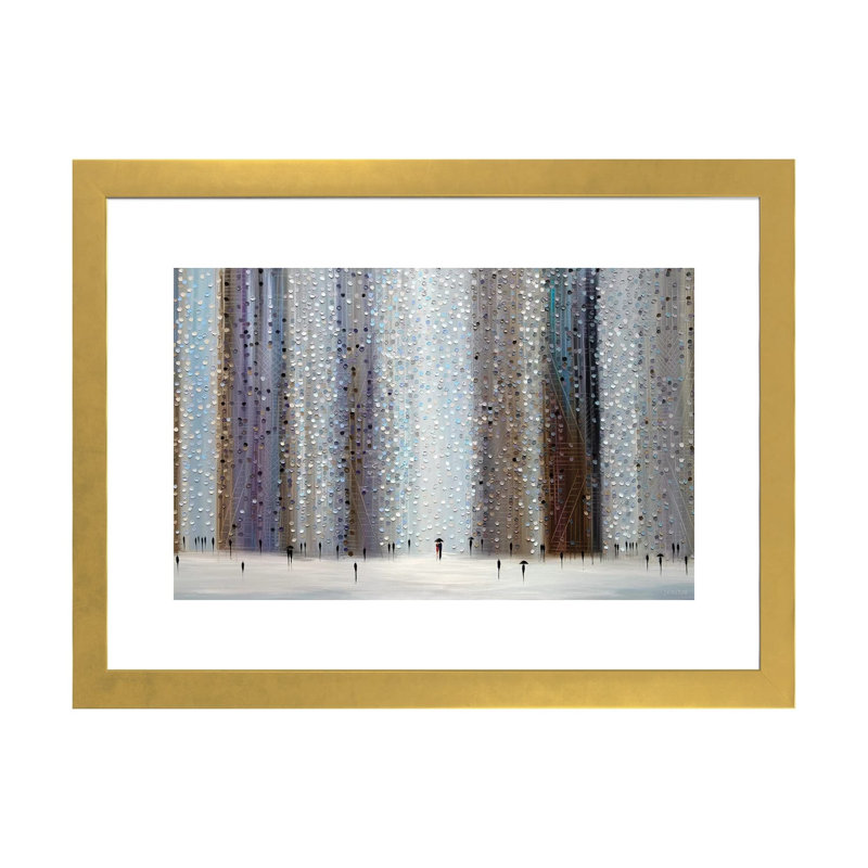 "Shadows of the Rain" par Ekaterina Ermilkina, reproduction d’art, Blanc, H 24 po x l 32 po x P 1 po, Papier encadré doré
