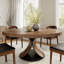 4-8 Seats Solid Wood Round Dining Table Walnut Kitchen Room Set-961703899-961703892