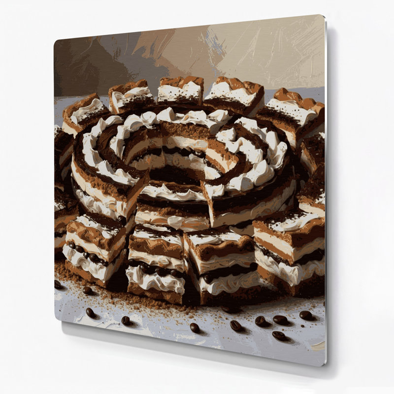 Desserts tiramisu, art mural en métal beige, H 32 po x l 32 po